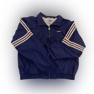 Vintage Adidas Track Jacket Women’s L Blue Maroon Stripe Full Zip Retro Y2K